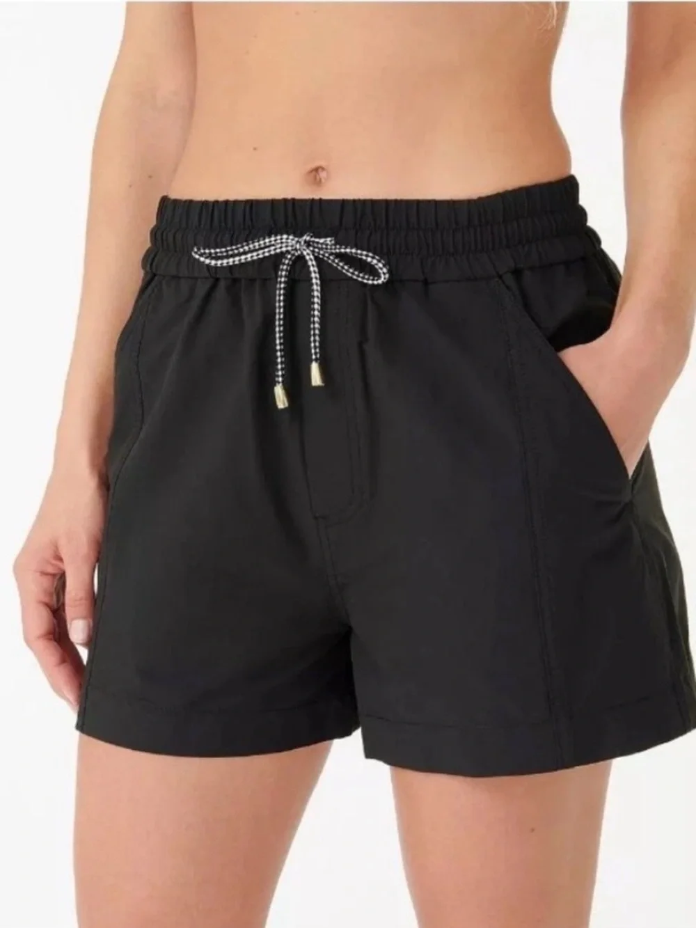 J.‎ Crew Paddle Shorts Women’s Black Drawstring Elastic Waist Medium Eco
